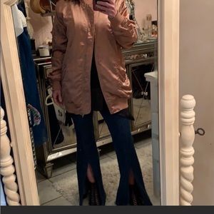 Copper color longer bomber style jacket